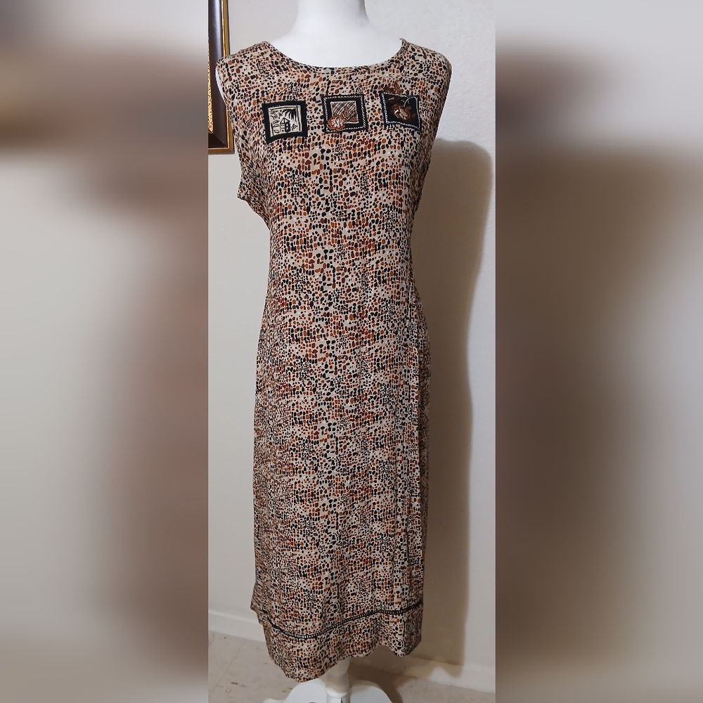 Elegant Brown Patterned Dress Napa Valley